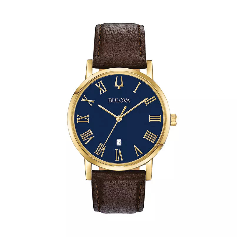 Bulova Classic Blue Dial Leather Men's Watch 97B177