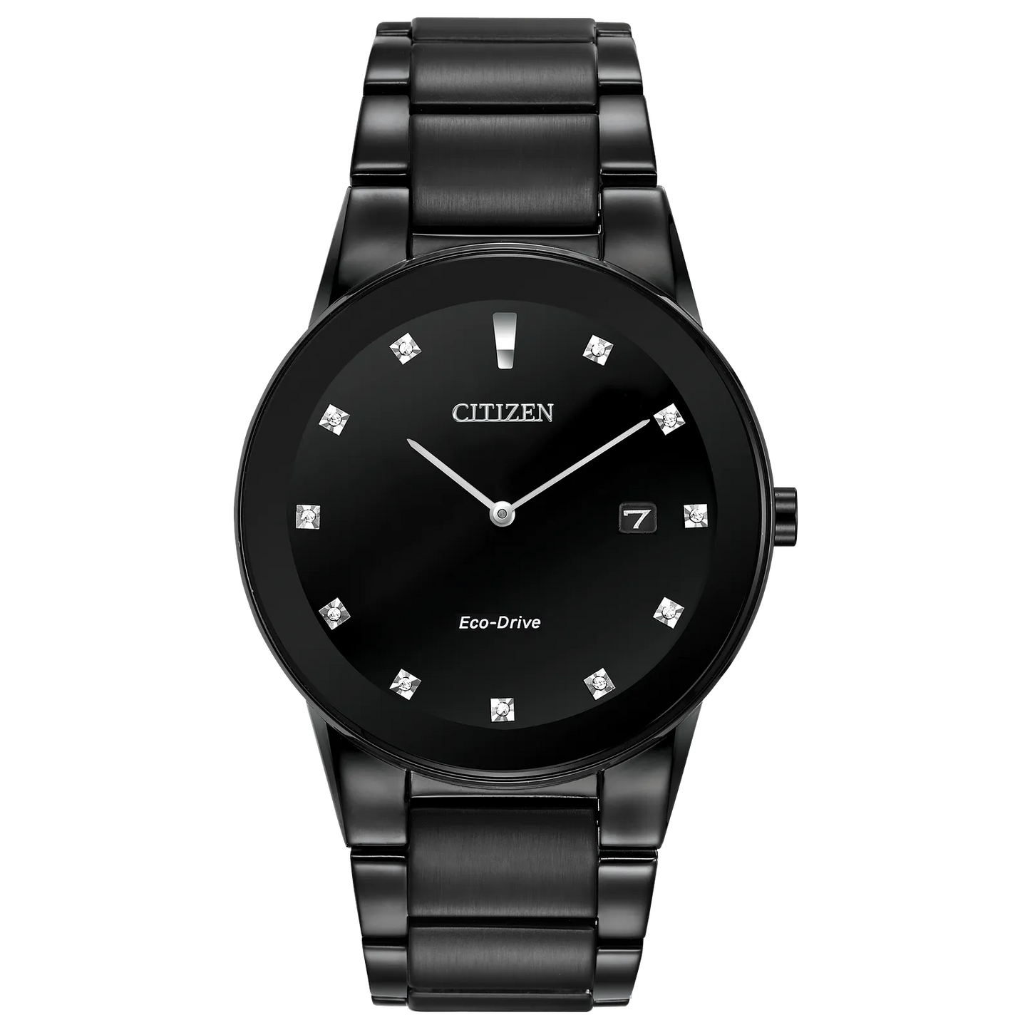 Citizen Axiom Eco-Drive Black Steel Diamond Men's Watch AU1065-58G