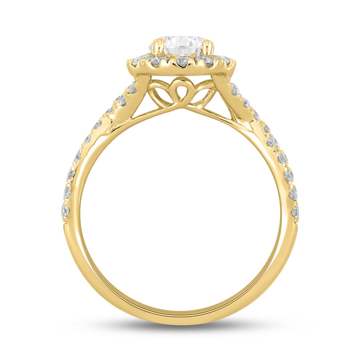 14K YELLOW GOLD 1 3/4CT ROUND/PEAR DIAMOND LADIES RING (CENTER STONE PEAR DIAMOND 1.00CT)