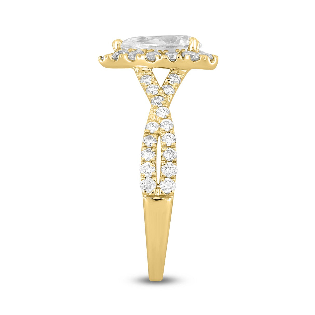 14K YELLOW GOLD 1 3/4CT ROUND/PEAR DIAMOND LADIES RING (CENTER STONE PEAR DIAMOND 1.00CT)