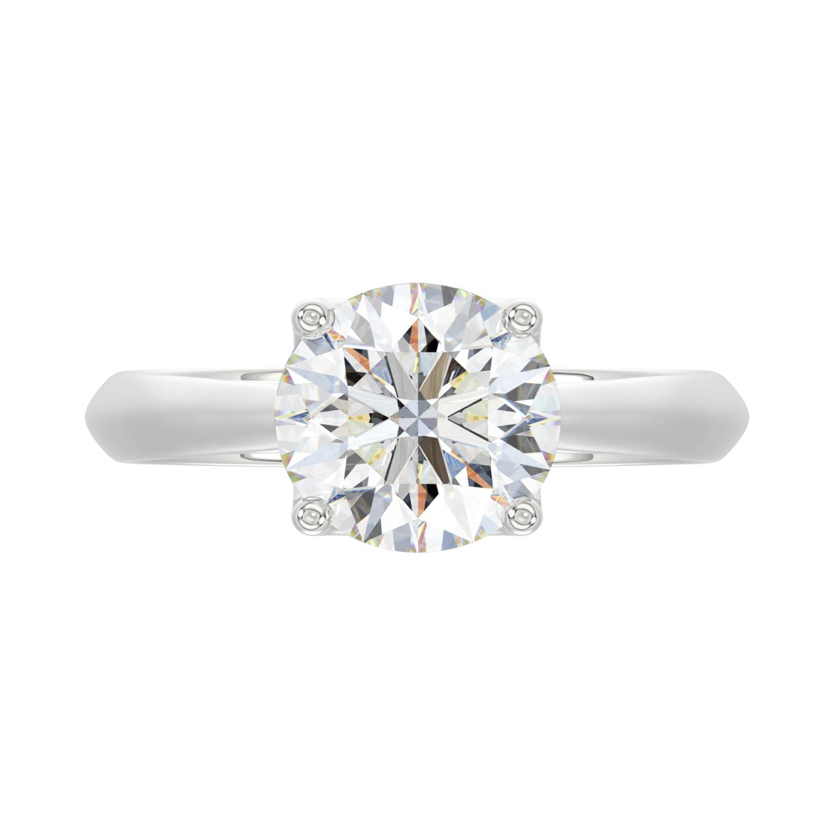 LADIES SOLITAIRE RING 2 1/2CT ROUND DIAMOND 14K WHITE GOLD