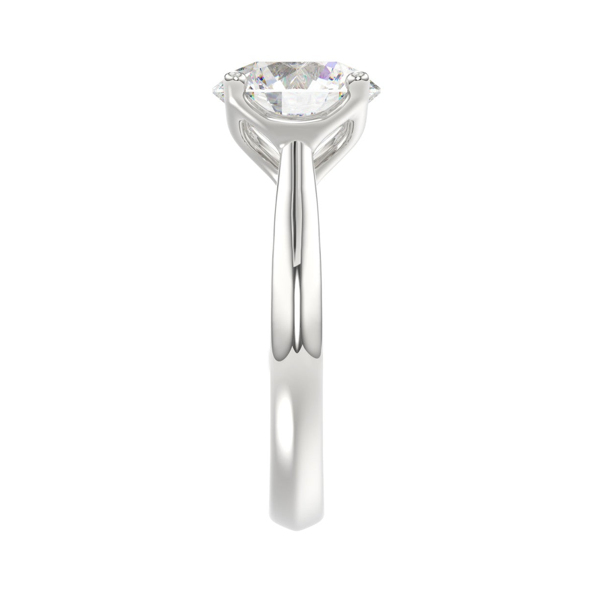 LADIES SOLITAIRE RING 4CT ROUND DIAMOND 14K WHITE GOLD