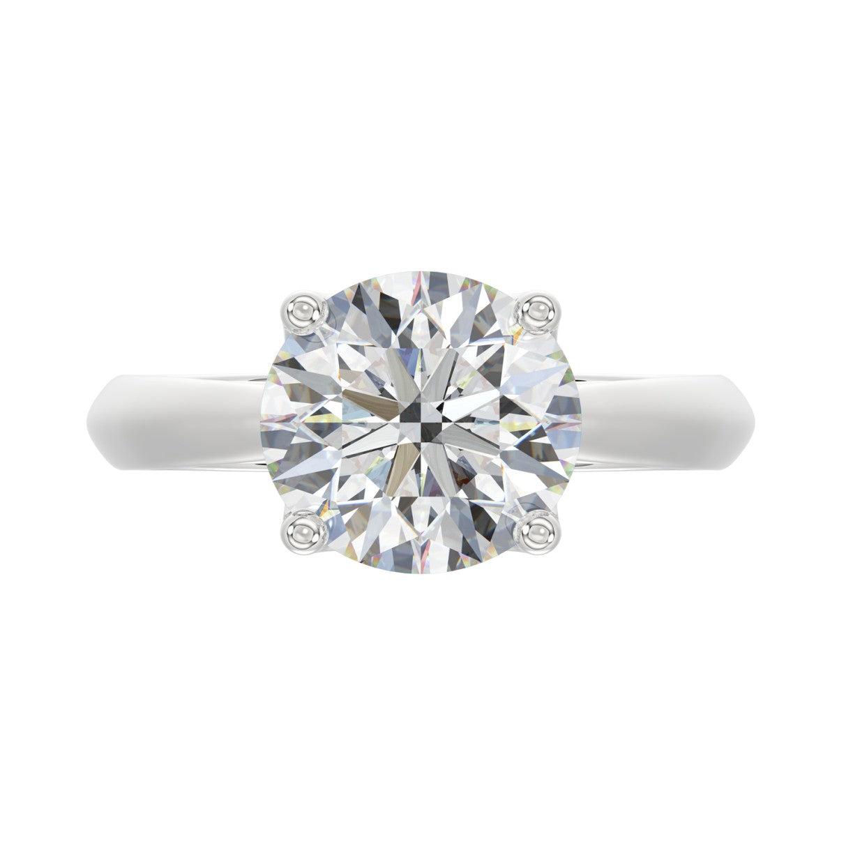 LADIES SOLITAIRE RING 4CT ROUND DIAMOND 14K WHITE GOLD