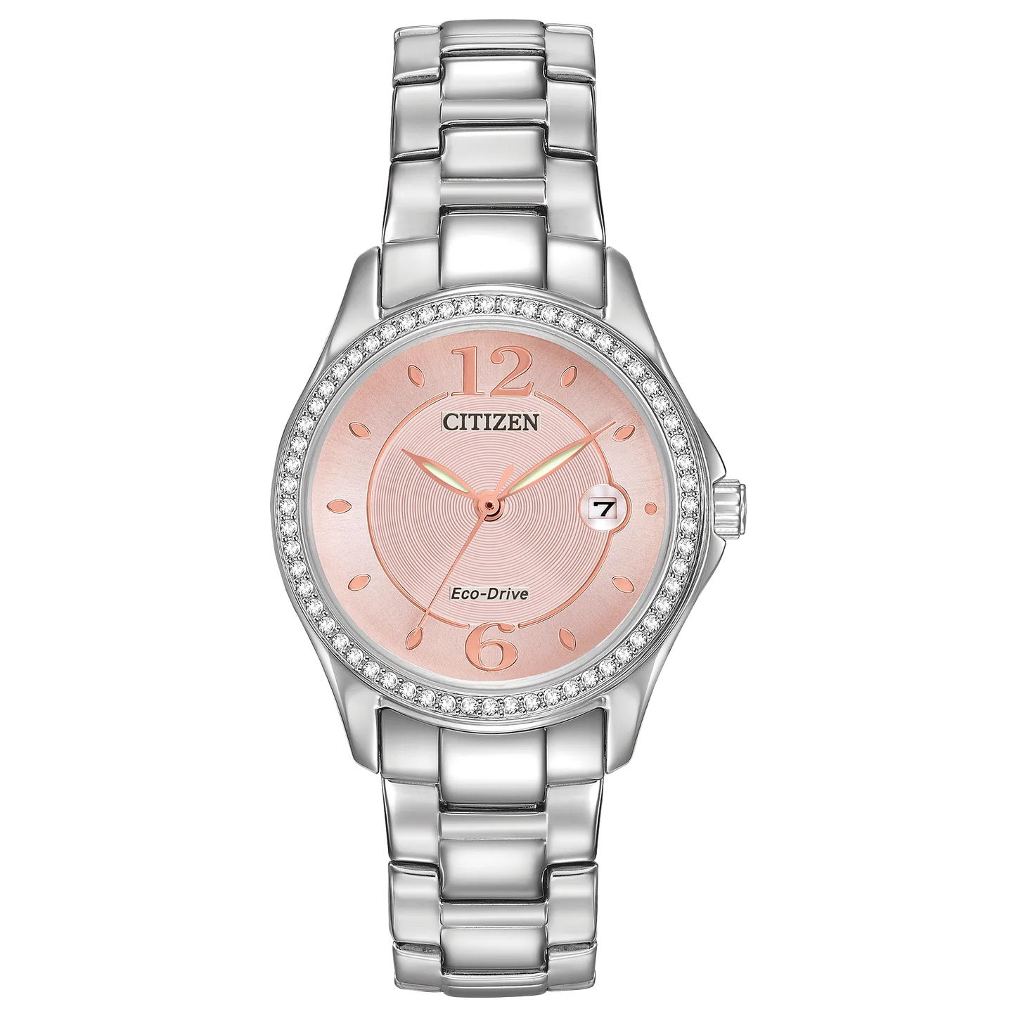 Citizen Silhouette Crystal Eco-Drive Pink Dial Women's Watch FE1140-86X
