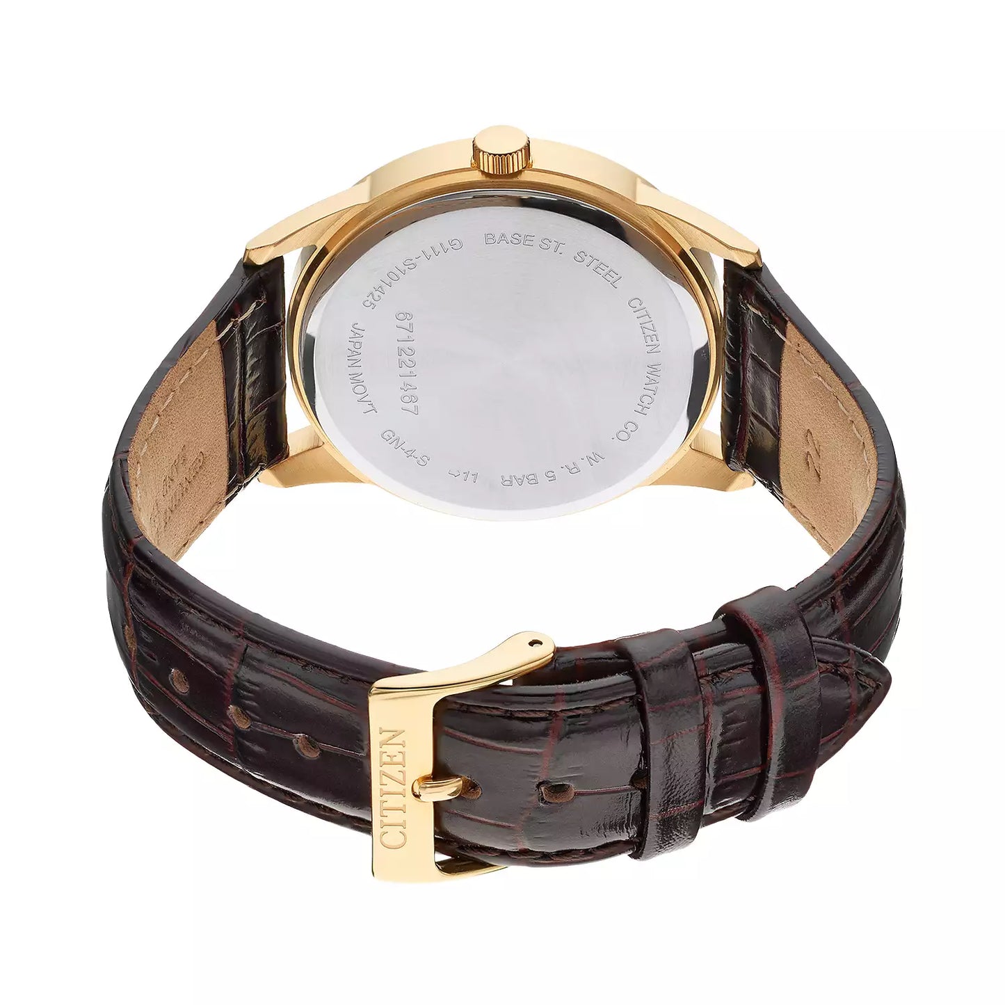 Citizen Quartz Black Dial Dark Brown Leather Men's Watch BI5002-06E