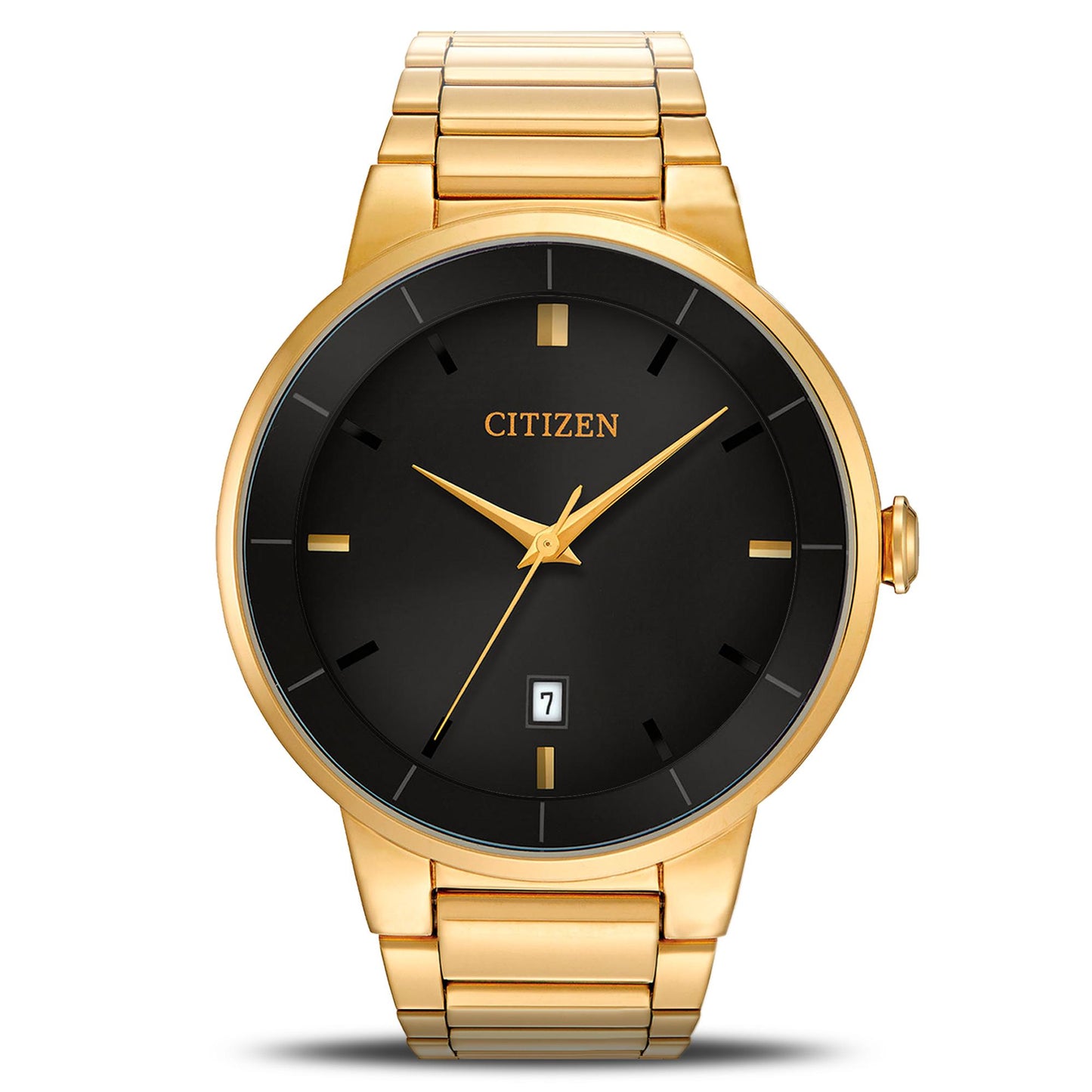 Citizen Quartz Black Dial Gold Tone Men's Watch BI5012-53E
