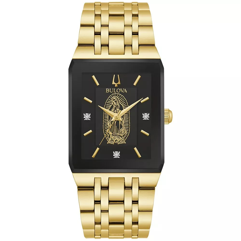 BULOVA CUSTOM “LADY OF GUADALUPE” BLACK DIAL W/ DIAMOND ACCENTS MEN’S WATCH 97D130