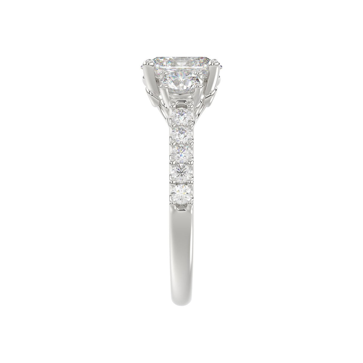 LADIES RING 2 1/2CT OVAL/ROUND DIAMOND 14K WHITE GOLD (CENTER STONE OVAL DIAMOND 1 1/2CT )