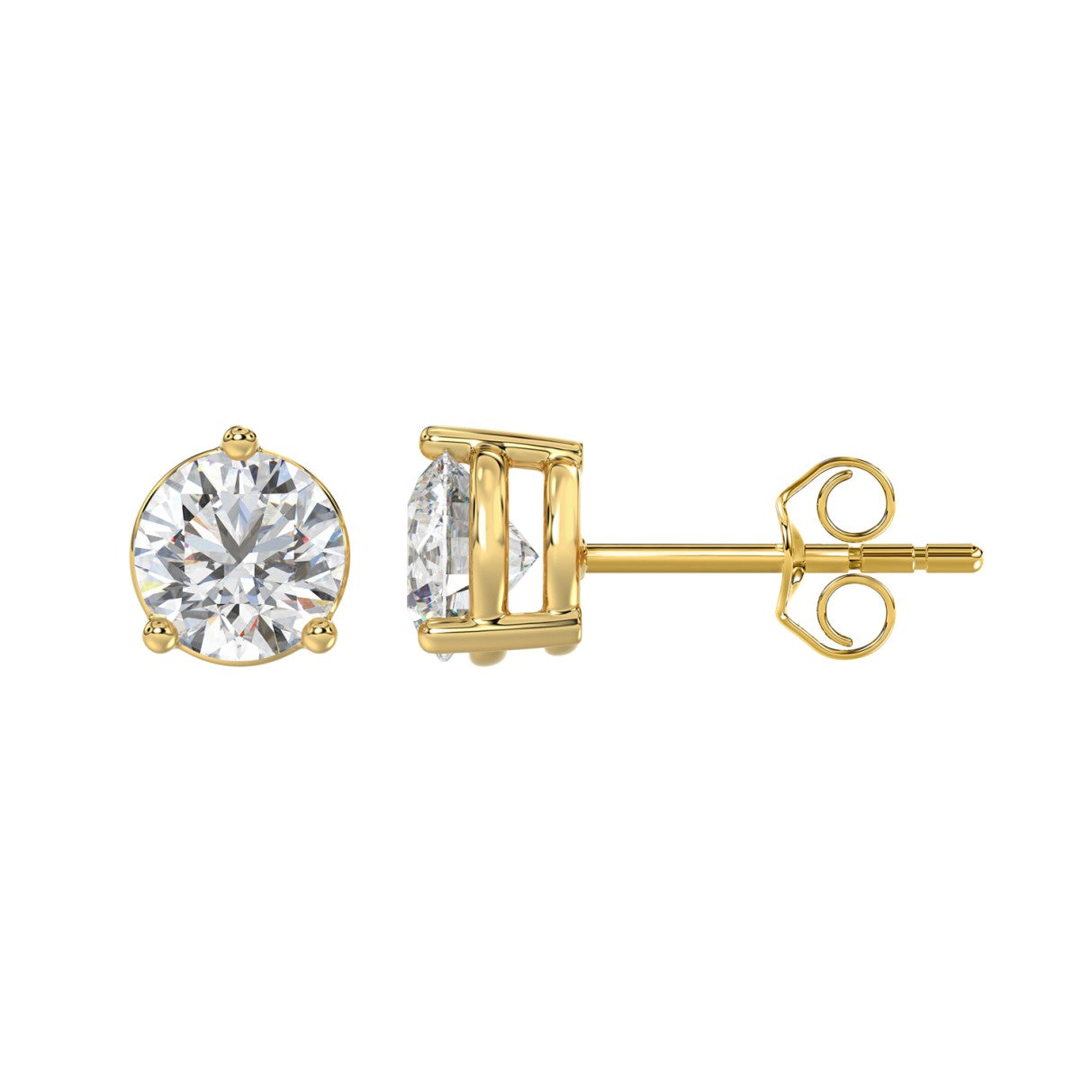 14K YELLOW GOLD 3CT ROUND DIAMOND LADIES SOLITAIRE EARRINGS (CENTER STONE ROUND DIAMOND 1 1/2CT)