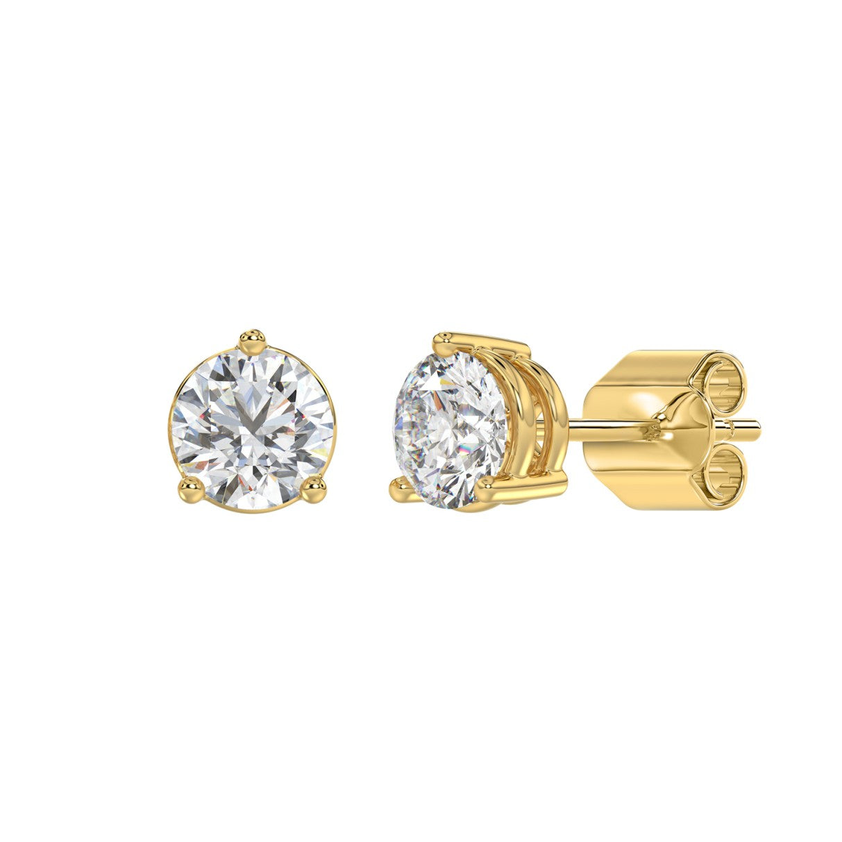14K YELLOW GOLD 3CT ROUND DIAMOND LADIES SOLITAIRE EARRINGS (CENTER STONE ROUND DIAMOND 1 1/2CT)