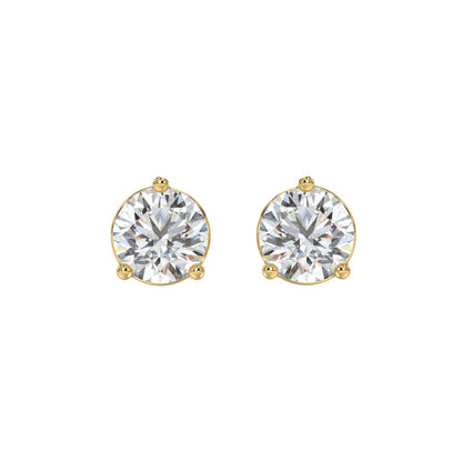 LADIES SOLITAIRE EARRINGS 4CT ROUND DIAMOND 14K YELLOW GOLD (CENTER STONE ROUND DIAMOND 2CT )