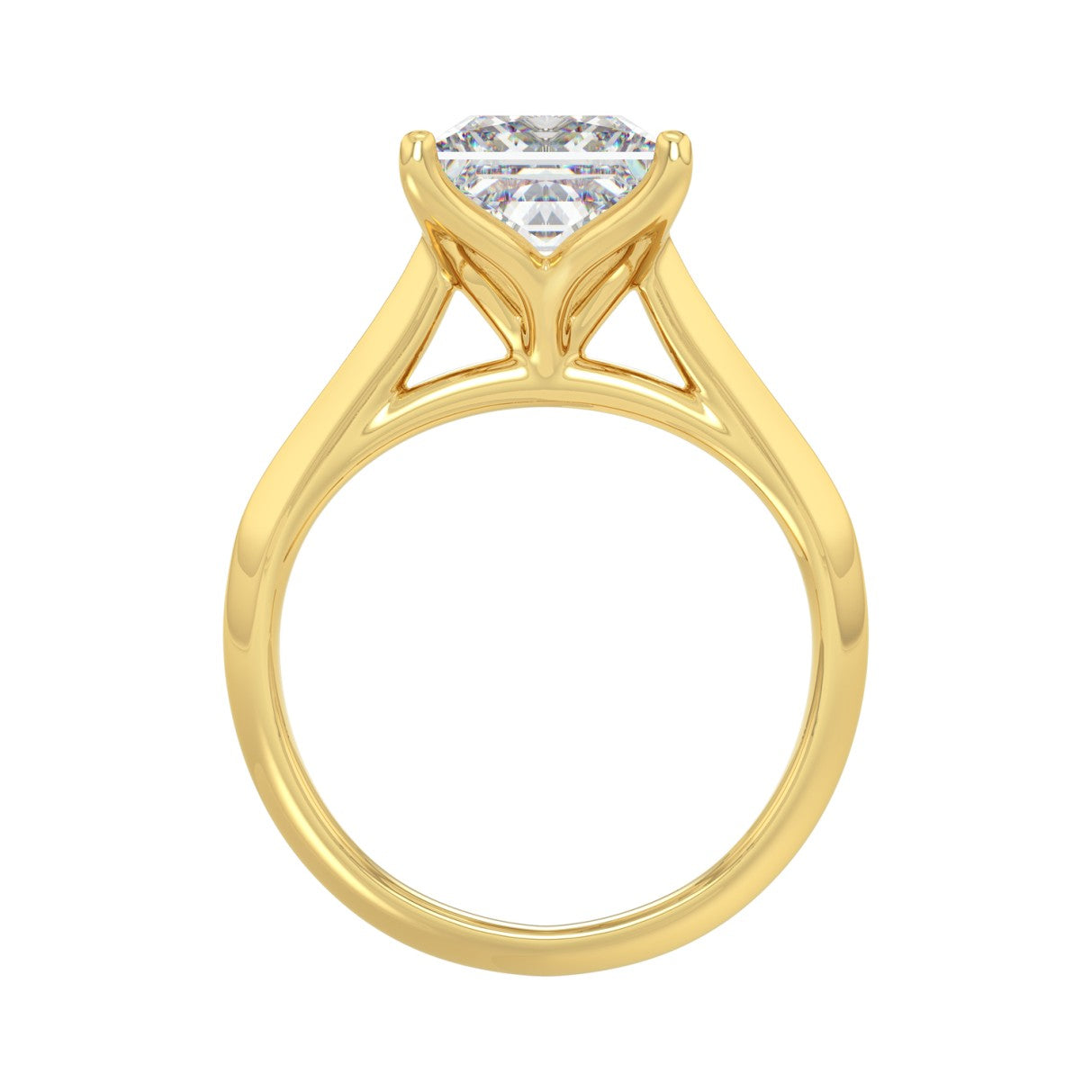 LADIES SOLITAIRE RING 4CT PRINCESS DIAMOND 14K YELLOW GOLD