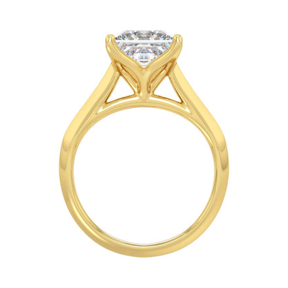 LADIES SOLITAIRE RING 4CT PRINCESS DIAMOND 14K YELLOW GOLD