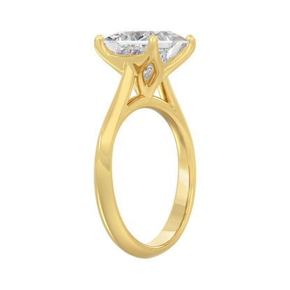 LADIES SOLITAIRE RING 4CT PRINCESS DIAMOND 14K YELLOW GOLD