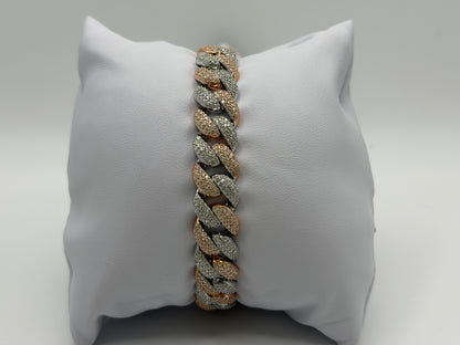 Moissanite Cuban Link Bracelet 14K Gold