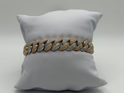 Moissanite Cuban Link Bracelet 14K Gold