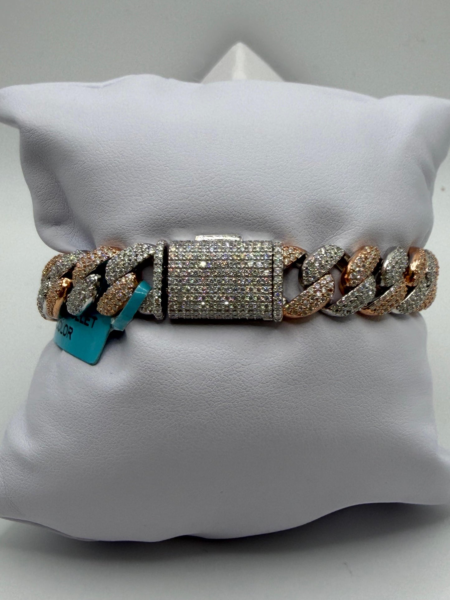 Moissanite Cuban Link Bracelet 14K Gold