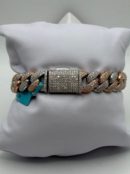Moissanite Cuban Link Bracelet 14K Gold