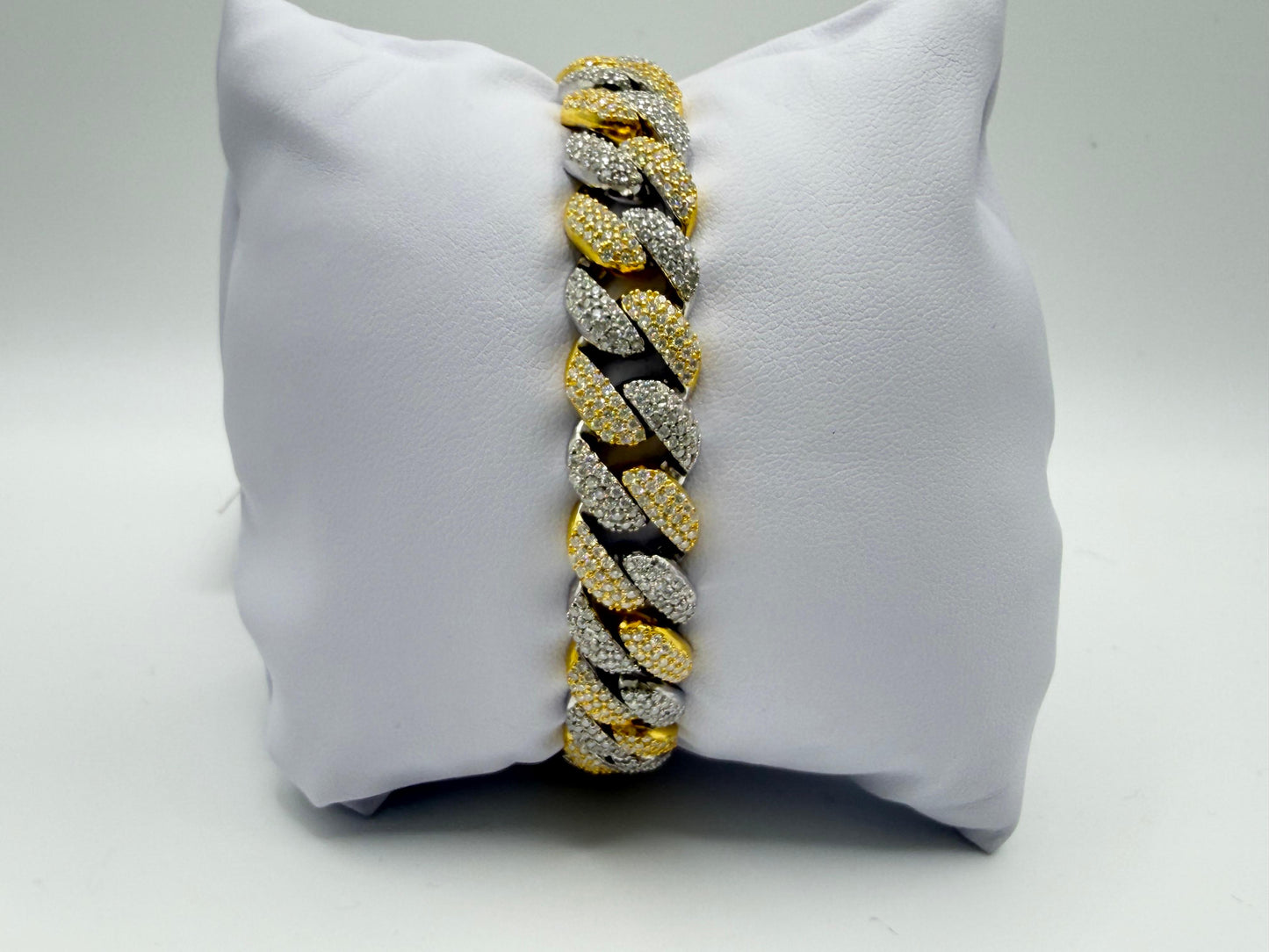 Moissanite Cuban Link Bracelet 14K Gold