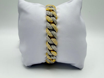 Moissanite Cuban Link Bracelet 14K Gold