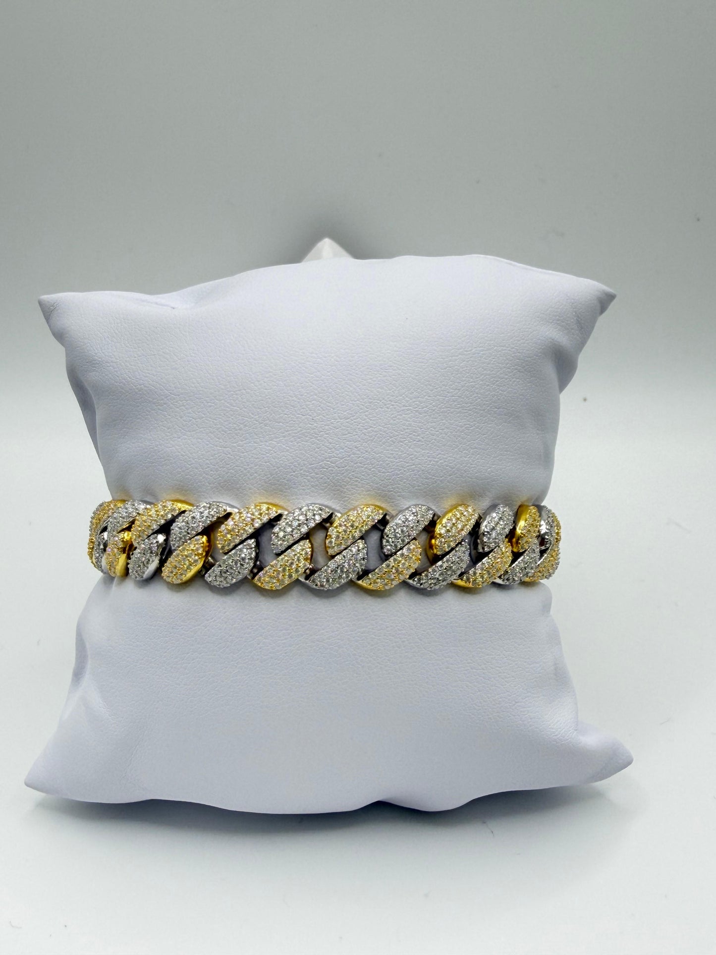 Moissanite Cuban Link Bracelet 14K Gold