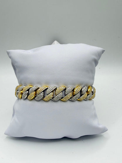 Moissanite Cuban Link Bracelet 14K Gold