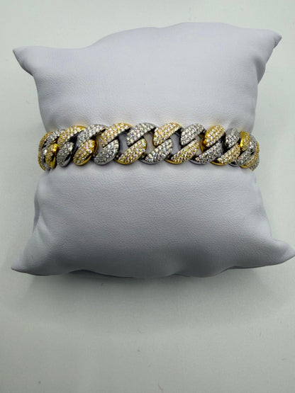 Moissanite Cuban Link Bracelet 14K Gold