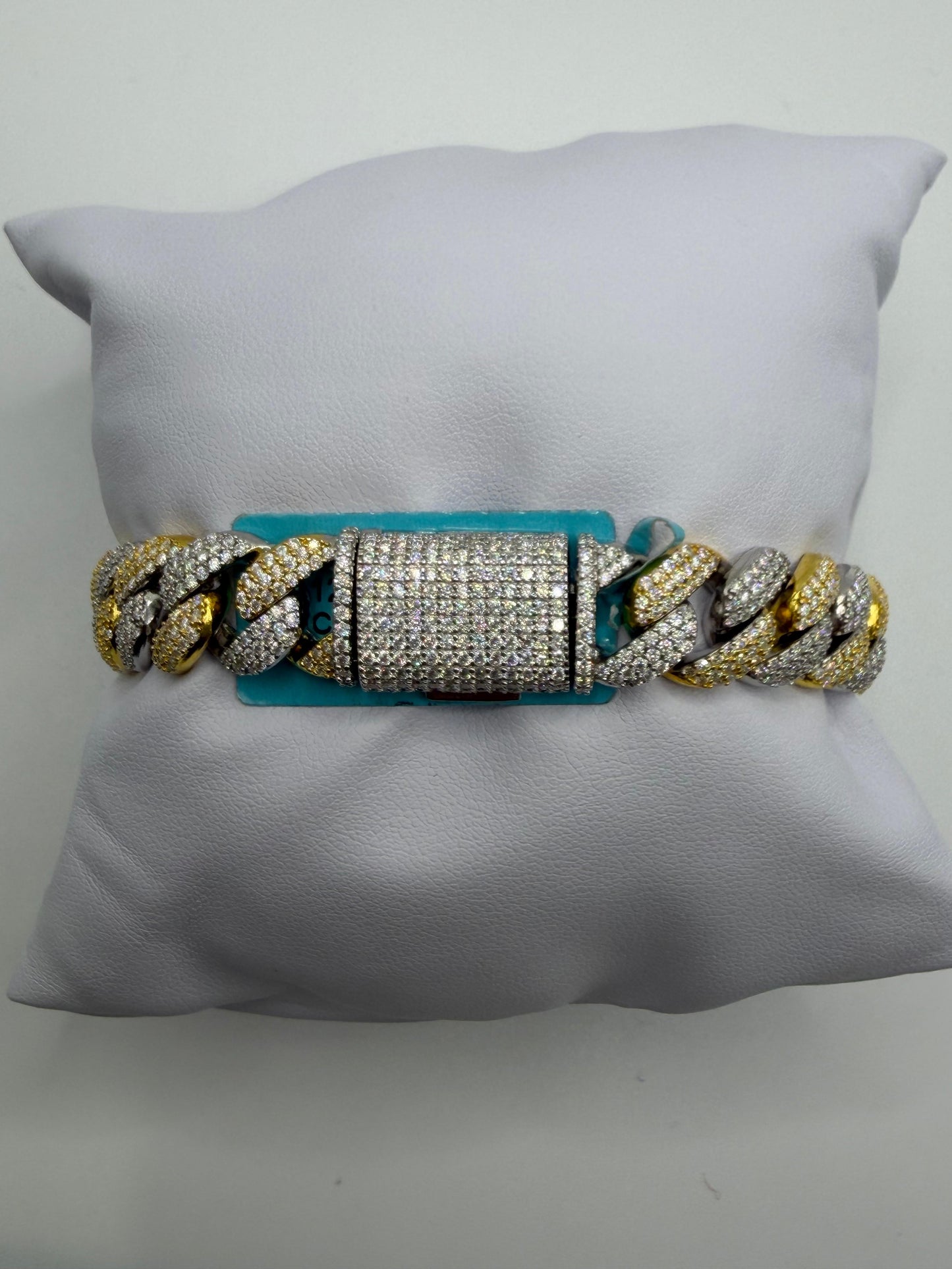 Moissanite Cuban Link Bracelet 14K Gold