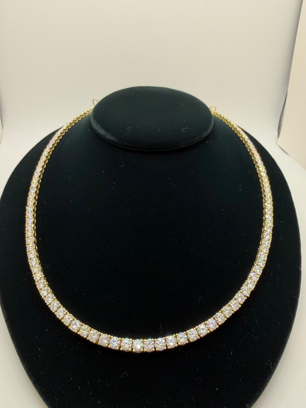 S925 MOISSANITE TENNIS CHAIN YELLOW GOLD