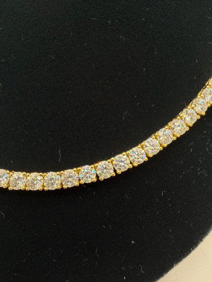 S925 MOISSANITE TENNIS CHAIN YELLOW GOLD