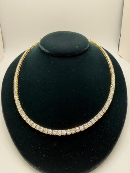 S925 MOISSANITE TENNIS CHAIN YELLOW GOLD