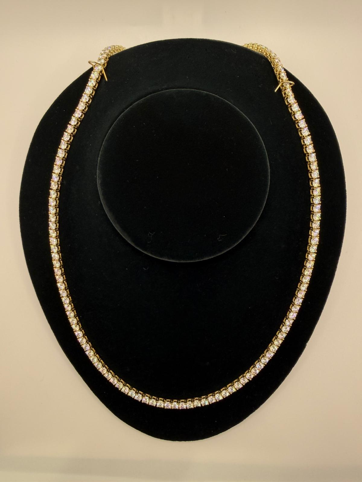 S925 MOISSANITE TENNIS CHAIN YELLOW GOLD