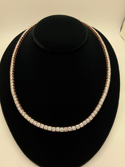 Diamond necklace on a black velvet stand