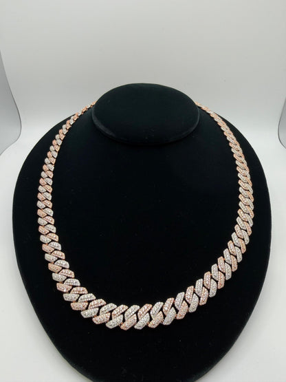 S925 MOISSANITE SOLID CUBAN LINK CHAIN - Rose Gold -70% OFF
