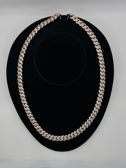 S925 MOISSANITE SOLID CUBAN LINK CHAIN - Rose Gold -70% OFF