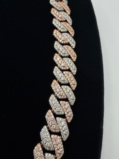 S925 MOISSANITE SOLID CUBAN LINK CHAIN - Rose Gold -70% OFF
