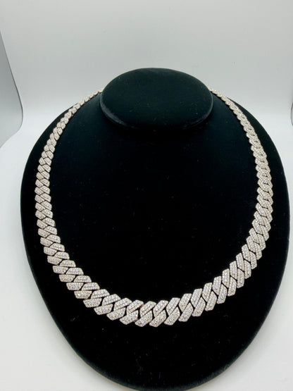 S925 MOISSANITE SOLID CUBAN LINK CHAIN - Silver -70% OFF