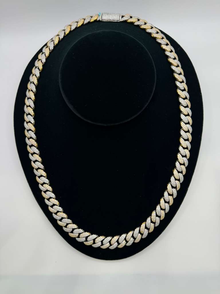S925 MOISSANITE SOLID CUBAN LINK CHAIN - Yellow Gold -70% OFF