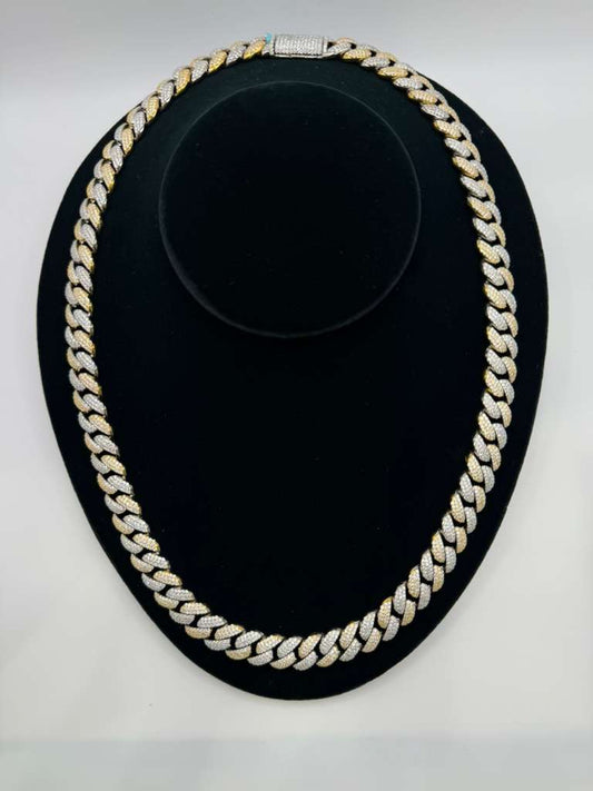 S925 MOISSANITE SOLID CUBAN LINK CHAIN - Yellow Gold -70% OFF