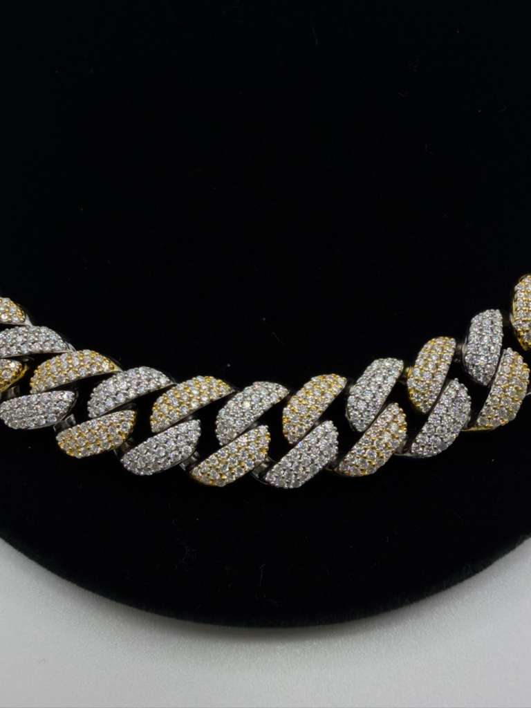 S925 MOISSANITE SOLID CUBAN LINK CHAIN - Yellow Gold -70% OFF