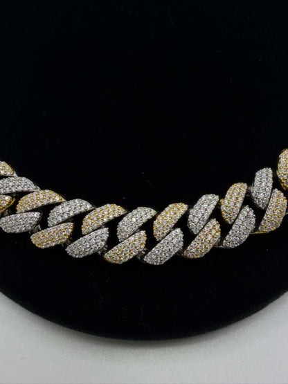 S925 MOISSANITE SOLID CUBAN LINK CHAIN - Yellow Gold -70% OFF