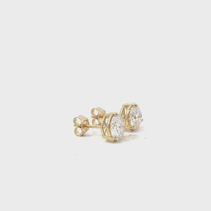 14K YELLOW GOLD 3CT ROUND DIAMOND LADIES SOLITAIRE EARRINGS (CENTER STONE ROUND DIAMOND 1 1/2CT)