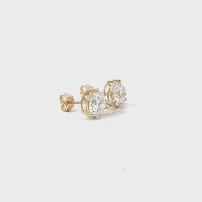 LADIES SOLITAIRE EARRINGS 4CT ROUND DIAMOND 14K YELLOW GOLD (CENTER STONE ROUND DIAMOND 2CT )